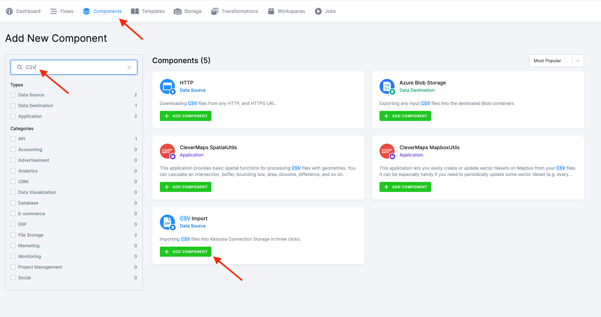 Screenshot - Find the HTTP data source connector