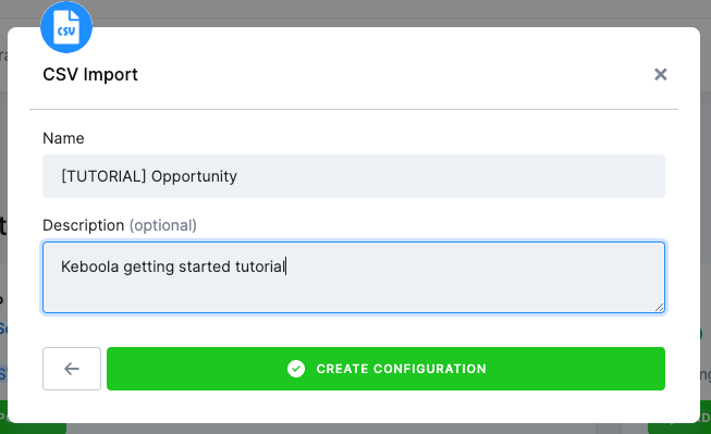 Screenshot - Create the configuration