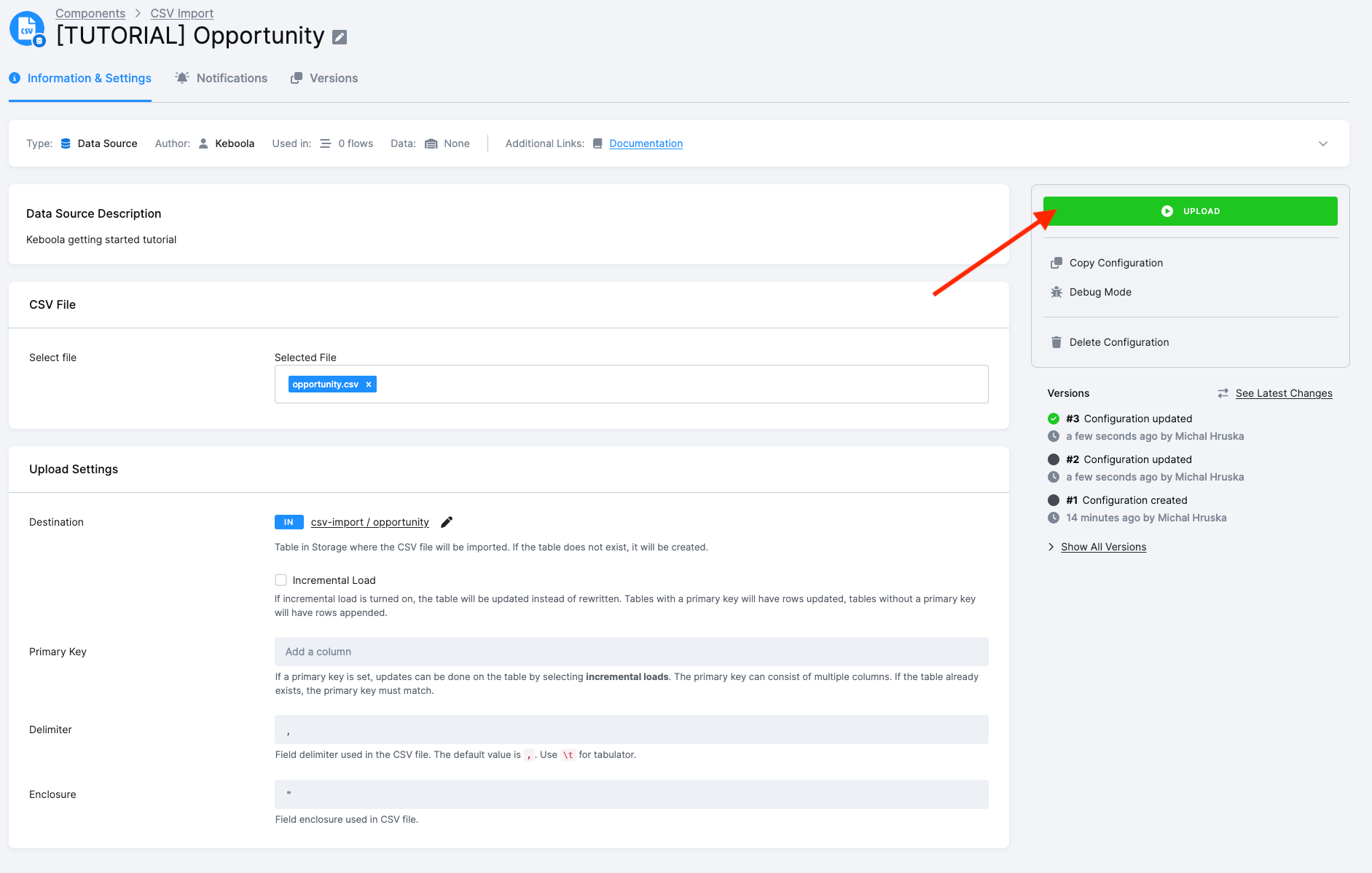 Screenshot - Run the configuration